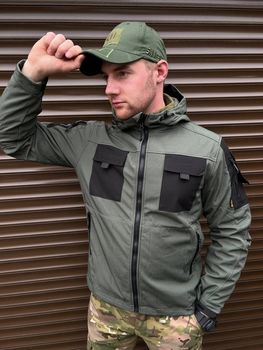 Чоловіча куртка з капюшоном Soft Shell WindStopper у кольорі олива розмір XL