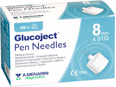 Igła do strzykawki Menarini Glucoject Insulin Needle 31G x 8 mm 100 szt (8012992440315)