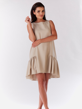 Sukienka trapezowa damska mini Awama A176 XL Beżowa (5902360588578)