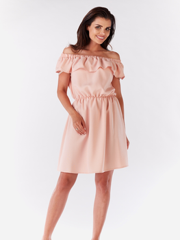 Плаття коротке літнє жіноче Awama A185 M Світло-рожеве (5902360517776)