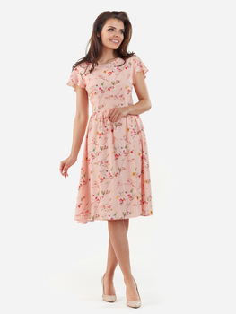 Плаття-трапеція міді літнє жіноче Awama A218 L Рожеве (5902360522046)