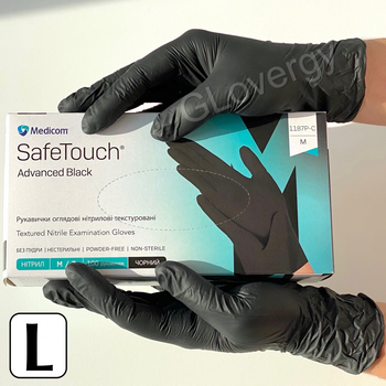 Рукавички нітрилові Medicom SafeTouch Advanced Black розмір L чорного чорного 100 шт