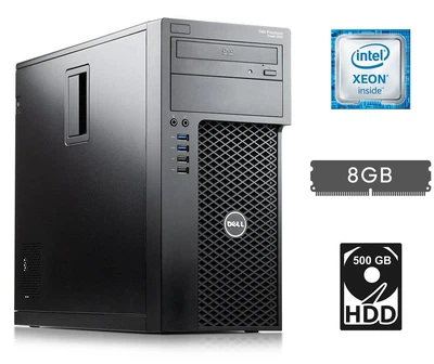 Компьютер Dell Precision 3620 Tower / Intel Xeon E3-1245 v5 (4 (8) ядра по 3.5 - 3.9 GHz) / 8 GB DDR4 / 500 GB HDD / Intel HD Graphics P530 / 290W / DVD-ROM / DisplayPort / HDMI б/у
