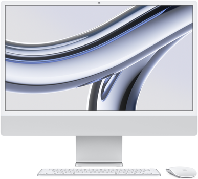 Моноблок Apple iMac 24" М3 4.5К 10‑ядер GPU 256GB Silver (MQRJ3ZE/A)