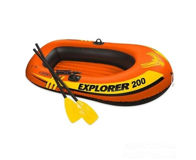 Надувная лодка для рыбалки EXPLORER 200 Set В комплекте весла + насос. Размер 185х94х41см (Intex 58331)