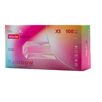 Перчатки нитриловые MediOk Rainbow 5 цветов, 100 шт (50 пар), XS