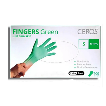 Рукавички нітрилові CEROS Fingers Green, 100 шт (50 пар), S
