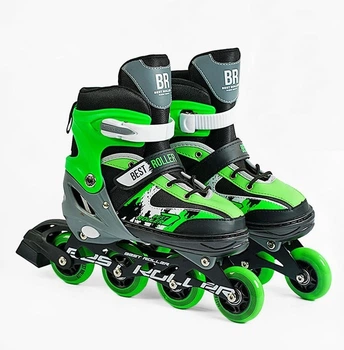 Роликові ковзани для дівчаток хлопчиків Best Roller 32944-M 34-37 Зелені з надійною фіксацією