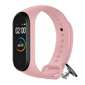 Силіконовий ремінець MRK Original Design для фітнес браслета Xiaomi Mi Band 4/3 Світло-рожевий з металевою кнопкою (mrk3861)