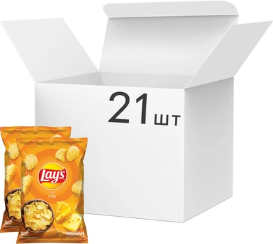 Упаковка чипсів картопляних Lay's зі смаком сиру 120 г х 21 шт (2.52 кг) (4823063125376)