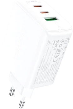 Ładowarka sieciowa Acefast A41 PD65W GaN (2xUSB-C+USB-A) Ładowarka Biała