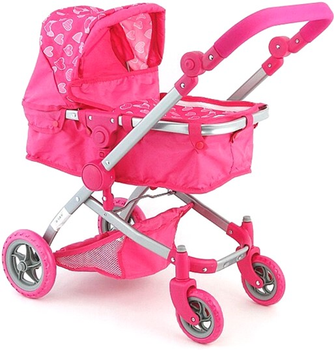Wózek dla lalki Adar Różowy w serduszka 62 cm Pink (5901271534063)