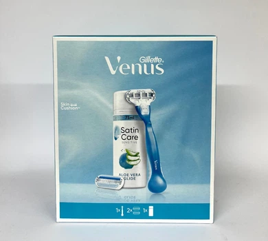 Подарунковий набір Станок для гоління Venus Smooth + 2 змінних леза + Гель для гоління Gillette Satin Care Алое Вера 75 мл