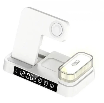 Беспроводная зарядная док-станция VIKEFON 3 в 1 для смартфонов / наушников / Samsung Watch, с подсветкой и ночником, белая "G" (78798859)