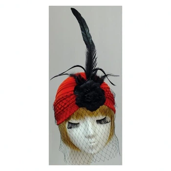 Чалма Элизабет с вуалью SETA Decor 18-958RD-BLK