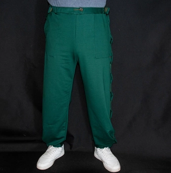 Адаптивные штаны Кіраса при травмировании ног трикотаж темно зеленые 4220