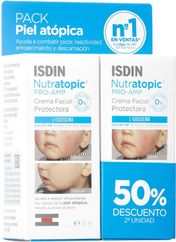 Крем для обличчя Isdin Nutratopic Pro-AMP для атопічної шкіри 2 x 50 мл (8429420203198)