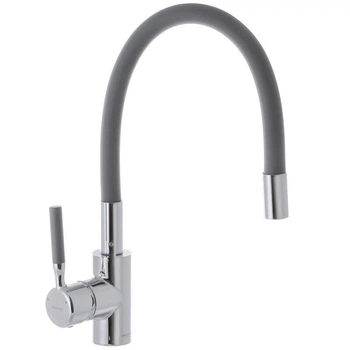 Смеситель для кухни Mixxus Premium RIO 011 (Gray) с длинным, силиконвым изливом, латунь, однорычажный, для мойки