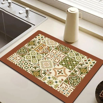 Противоскользящий непротекаемый коврик для сушки посуды Kitchen Drying Mat 30x40 см 497 1