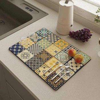 Противоскользящий непротекаемый коврик для сушки посуды Kitchen Drying Mat 40x50 см 230 15