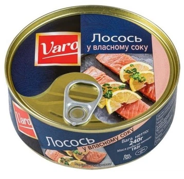 Лосось у власному соку VARO 10 шт х 240 г