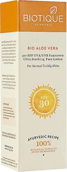 Сонцезахисний та омолоджуючий лосьйон для обличчя SPF 30 "Біо Алое Віра" - Biotique Aloe Vera Face Sun Lotion 120ml (120ml)