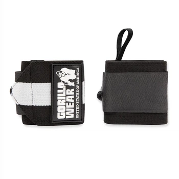 Кистевые бинты Gorilla Wear Wrist Wraps ULTRA Black/White (45 см, жесткие)