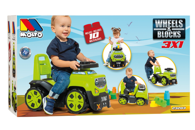 Jeździk Molto Ride-on-toy Ciężarówka z 10 klockami Zielony (8410963232035)