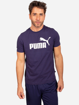 Koszulka męska Puma Ess Logo Tee 586666-06 M Ciemnogranatowa (4063697405707)