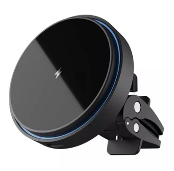 Тримач в авто з бездротовою зарядкою Qi 15W Proove Light Circle Black