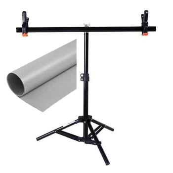 Комплект Держатель фона + Серый ПВХ Фон 68×130 см Prolight
