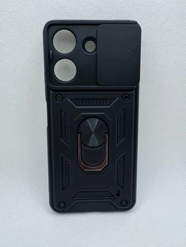 Противоударный чехол Defense Ring для Xiaomi Redmi 13C с кольцом Черный