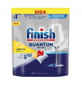 Капсули для посудомийних машин Finish Quantum Powerball All in 1 Lemon sparkle 100шт