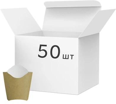 Упаковка для картошки фрі Альфа Папер Кап Mini Крафт Білий 50 шт (4885845697822)