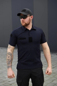 Мужская футболка Поло для ДСНС темно-синяя ткань Cool-pass размер 42