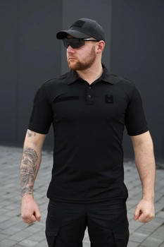Мужская футболка Поло для Полиции и ГСЧС черный цвет Cool-pass Размер 46