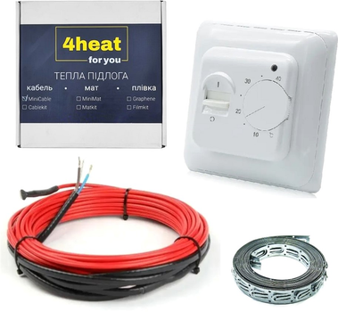 Тепла підлога з регулятором 4HEAT CableKit Standart-300 Вт комплект гріючий кабель (4HT.CKST.300)