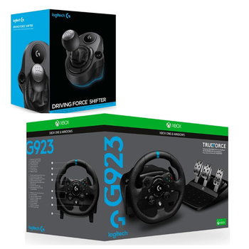 Комплект Набор 3 в 1 Logitech G923 Trueforce Racing Wheel and Pedals+ Driving Force Shifter для Рулей G29 для Xbox One / Series S/X and PC Руль и Педали + Коробка Переключения Передач
