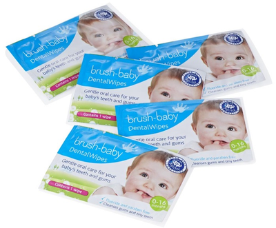 Chusteczki higieniczne do czyszczenia dziąseł Brush-Baby DentalWipes 28 szt (5060178100112)