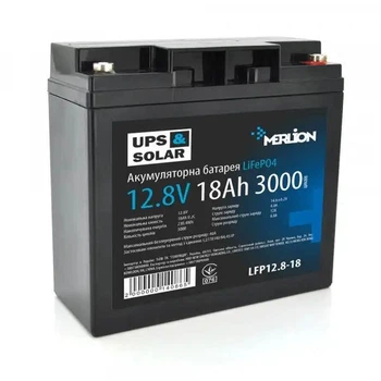 Літій-залізо-фосфатний акумулятор Merlion LiFePO4 12.8V 18AH,(181x77x168) for UPS, 3000 циклів