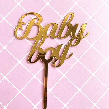 Топпер для торта Baby boy дзеркальний пластик (11х14см) ЗОЛОТО