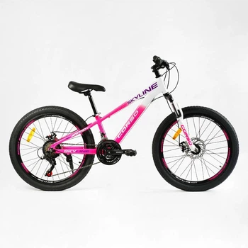 Женский спортивный алюминиевый велосипед 24 дюймов, рама 11д, Shimano 21 скорость, розовый, Corso «SKYLINE» SL- 24589