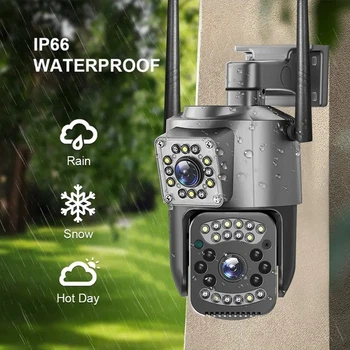 Вулична Wi-Fi/LAN IP камера відеоспостереження SC03 V380pro з двома лінзами, поворотом 360°, нічним баченням та датчиком руху
