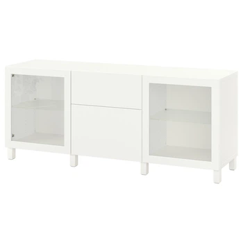 Модуль для зберігання із шухлядами IKEA BESTÅ БІСТО, білий лаппвікен, SINDVIK СІНДВІК, Стіббарп білий прозрачне