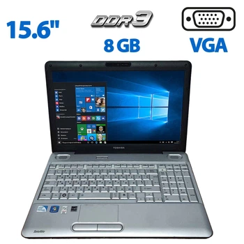Ноутбук Toshiba Satellite L500-1R3 / 15.6" (1366x768) TN / Intel Pentium T4400 (2 ядра по 2.2 GHz) / 8 GB DDR3 / 500 GB HDD / Intel Graphics / WebCam / VGA б/у