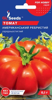 Томат Американский ребристый семена (0,1 г) помидор среднеспелый высокорослый красный, For Hobby, TM GL Seeds