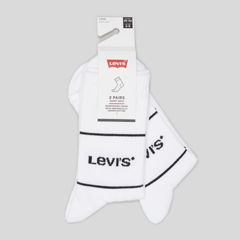 Zestaw damskich skarpet wysokich bawełnianych 2 pary Levi's Short Cut Logo Sport 2P 7012105670070 35-38 Biały (8720245185585)