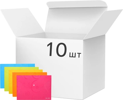 Упаковка Папок на кнопке Deli Rio 0.18 мм А4 Непрозрачная с узором 10 шт (1000000870848)