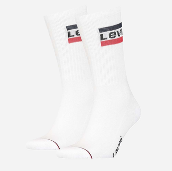 Набір чоловічих шкарпеток високих бавовняних 2 пари Levi's Regular Cut Logo 2P 9020120010010 43-46 Білий (8720245286701)