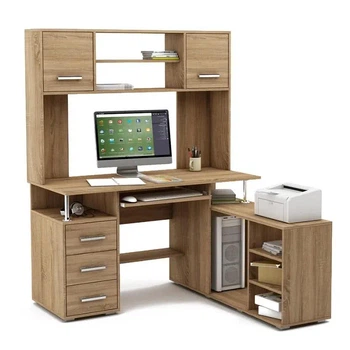 Куток школяра з письмовим столом з надбудовою 165×130×130 см дуб сонома